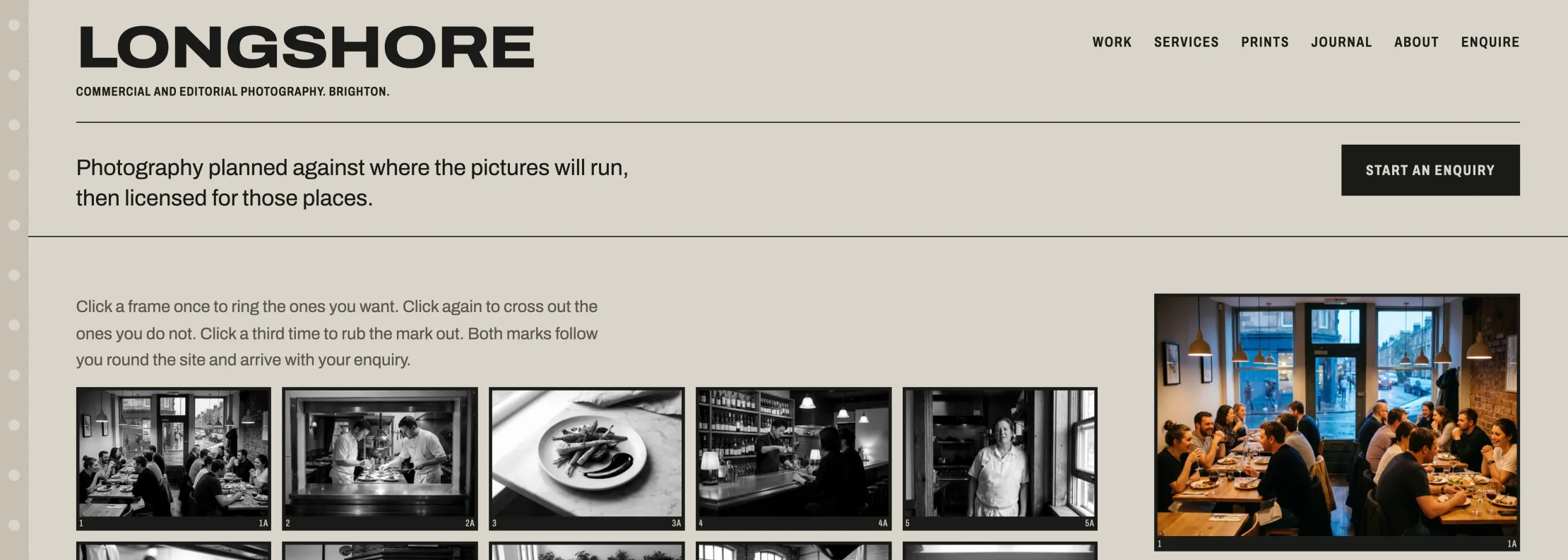 Longshore commercial and editorial photography website